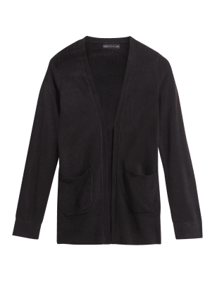 

Womens M&S Collection Superweiche, lang geschnittene Strickjacke - Black, Black