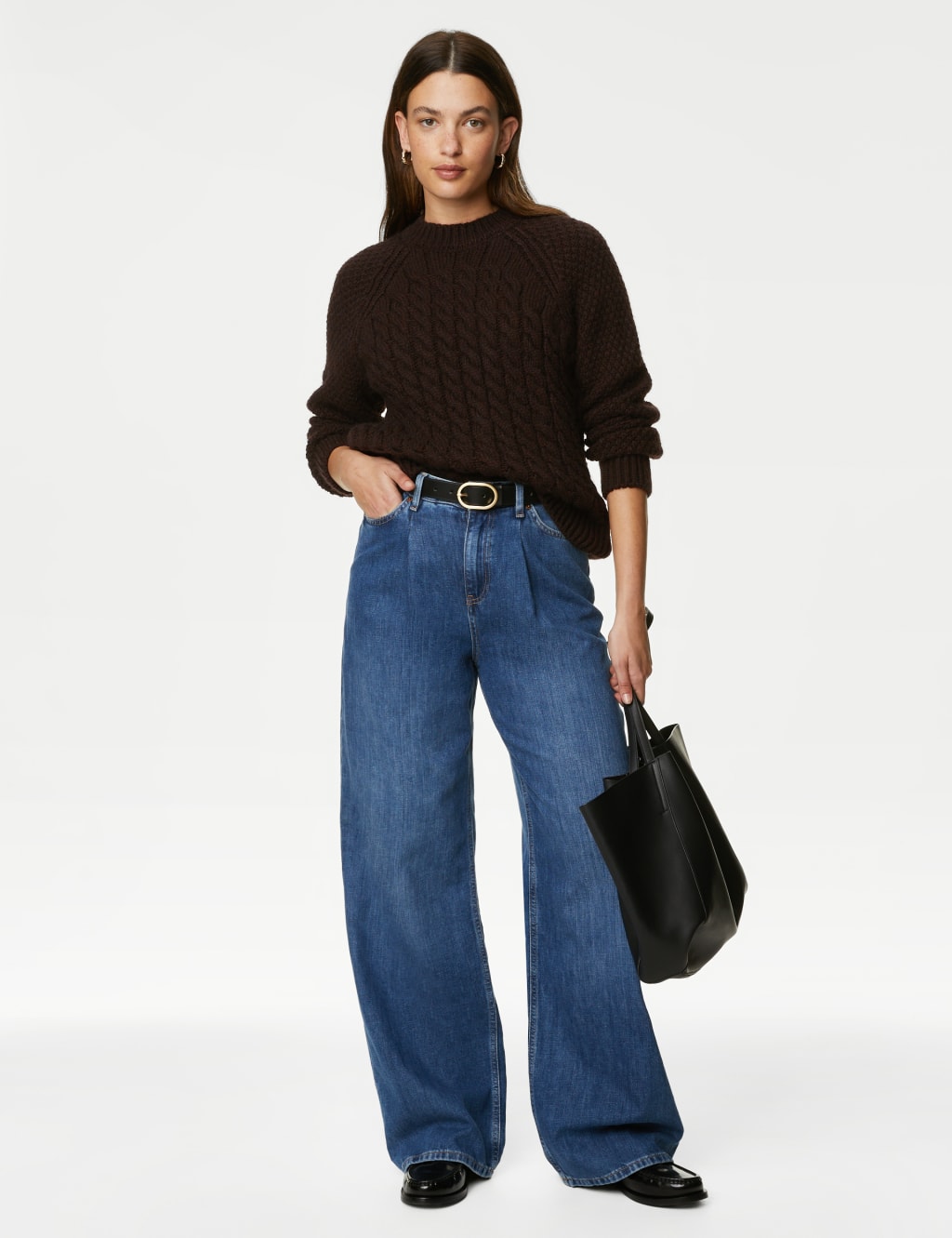 Cable Knit Crew Neck Jumper image 1