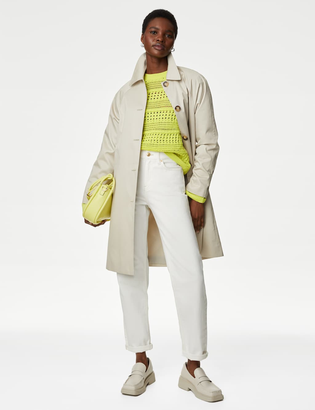 Cotton Blend Pointelle Crew Neck Jumper image 3