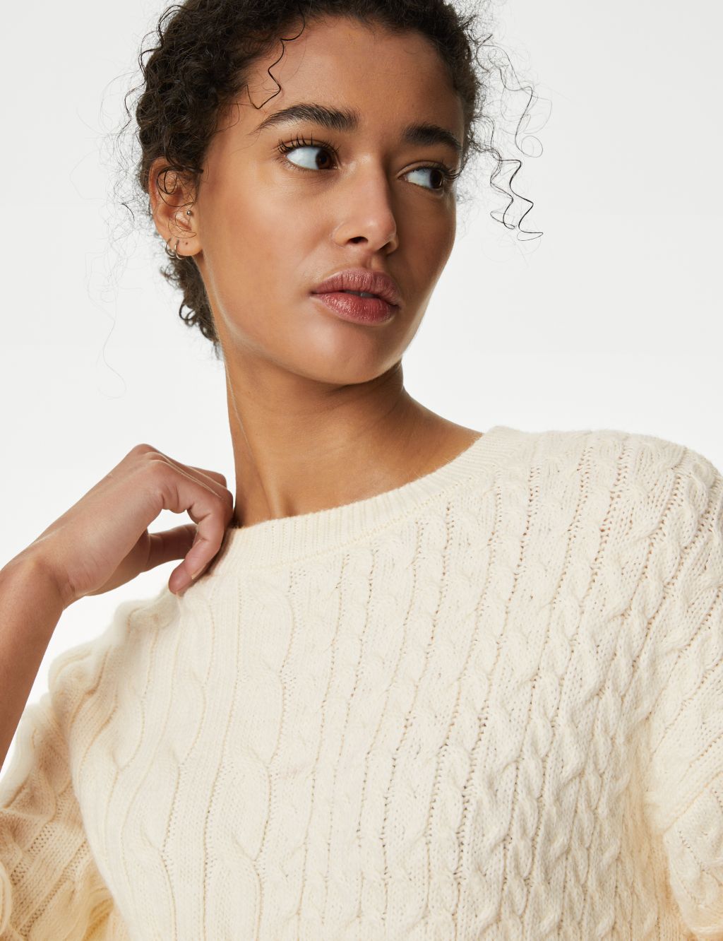 Cable Knit Crew Neck Jumper image 4