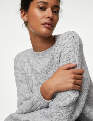 Crew neck hotsell cable knit sweater