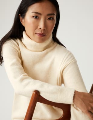 

Womens M&S Collection Roll Neck Longline Jumper - Oatmeal, Oatmeal