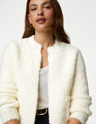

Womens M&S Collection Textured Edge to Edge Knitted Jacket - Ivory, Ivory