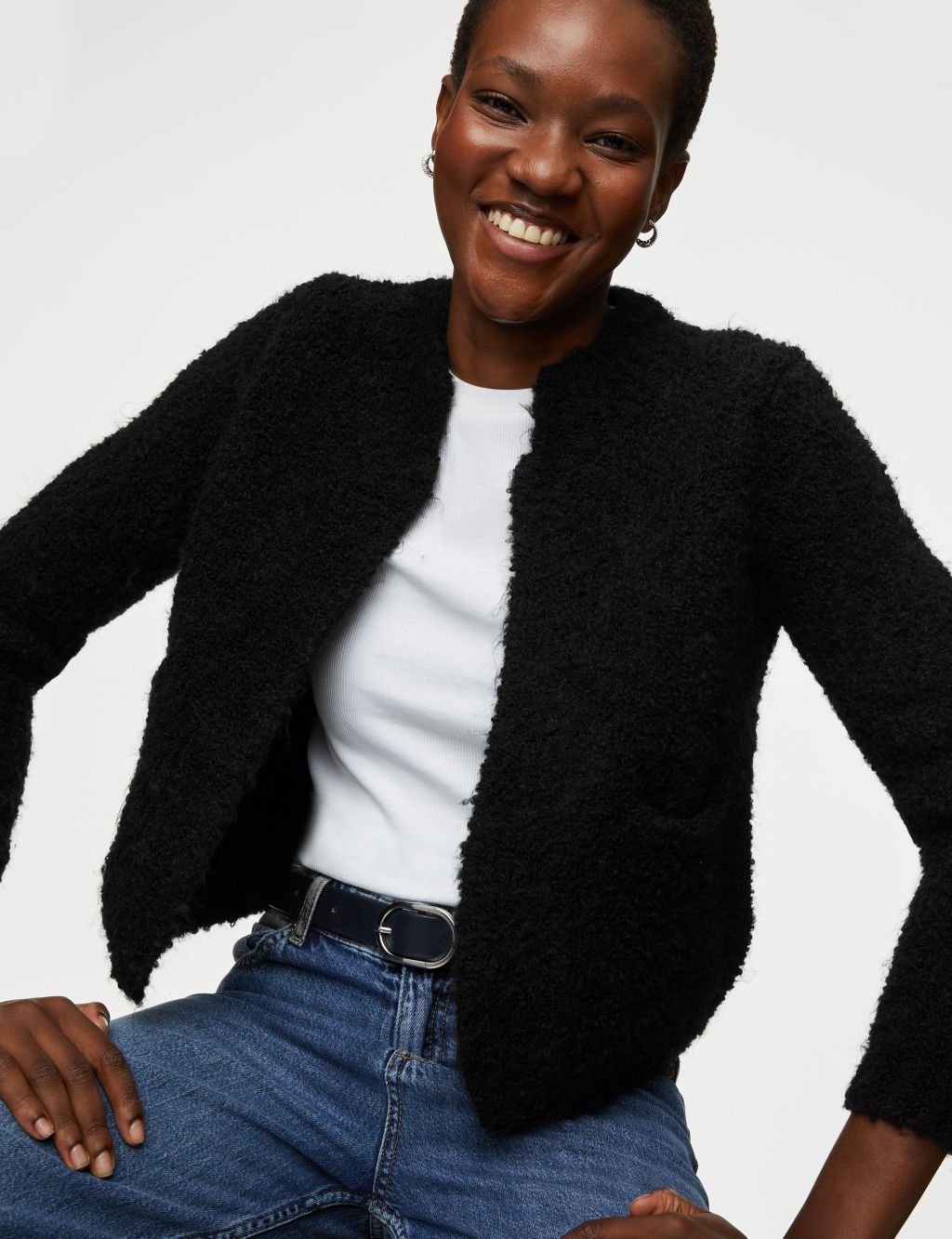 Textured Edge to Edge Knitted Jacket image 4