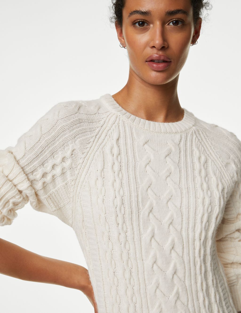 Cable Knit Crew Neck Midi Knitted Dress image 4