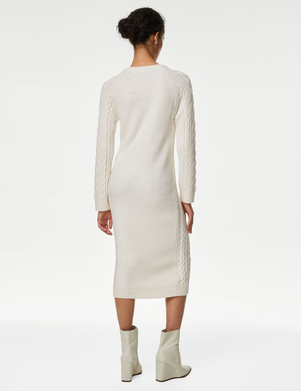 Cable Knit Crew Neck Midi Knitted Dress image 5