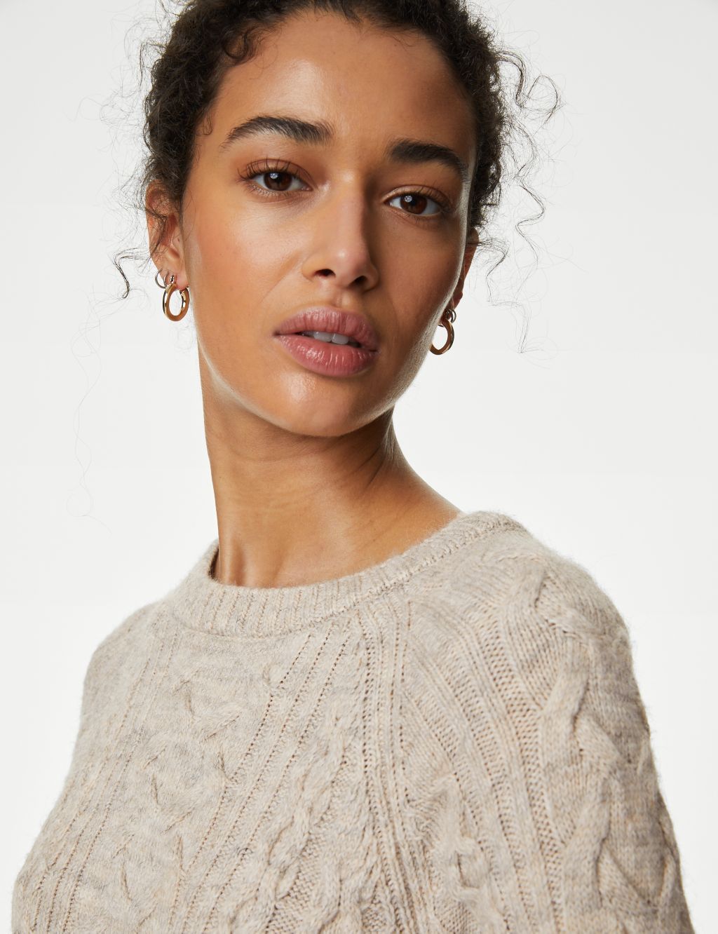 Cable Knit Crew Neck Midi Knitted Dress image 3