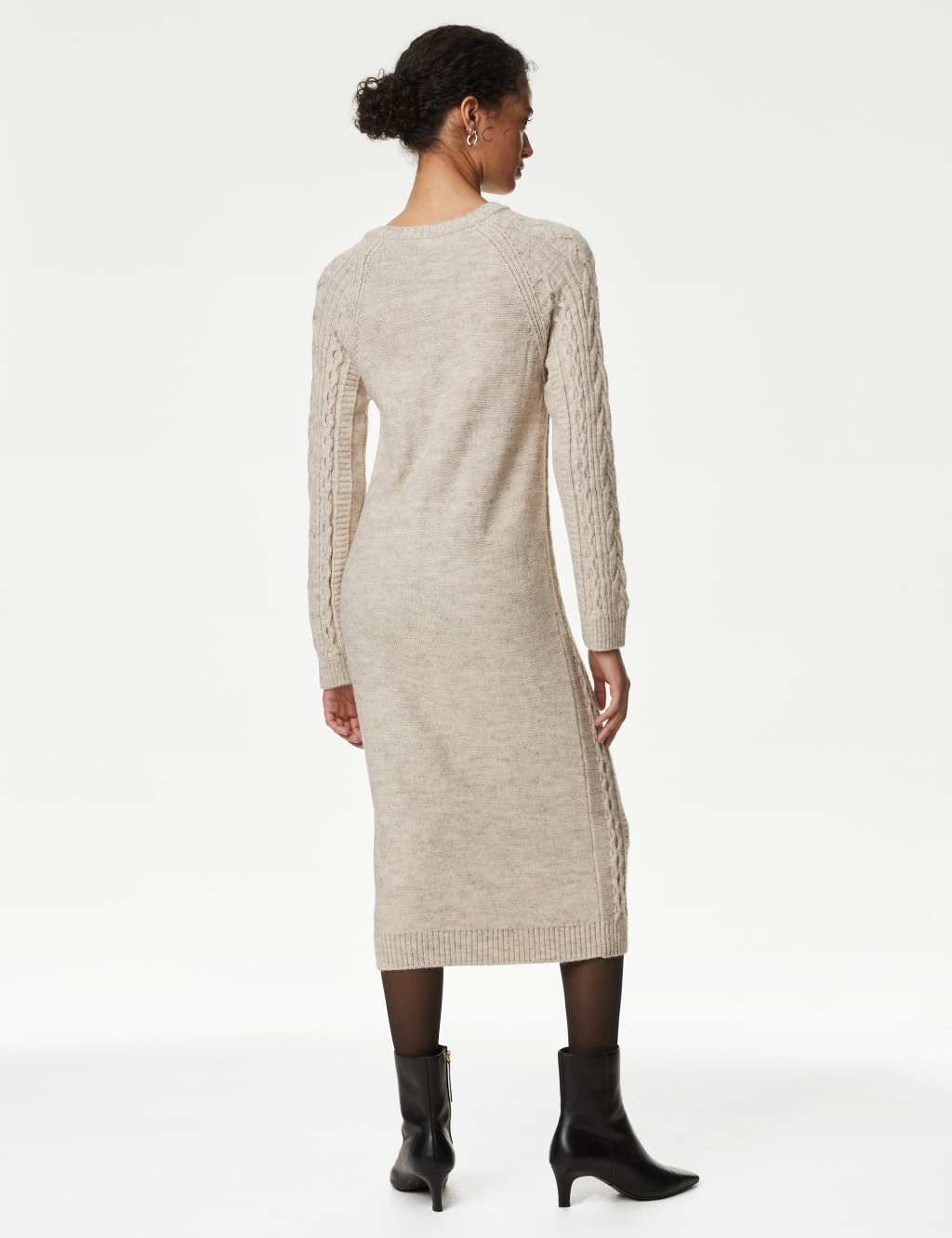 Cable Knit Crew Neck Midi Knitted Dress image 5