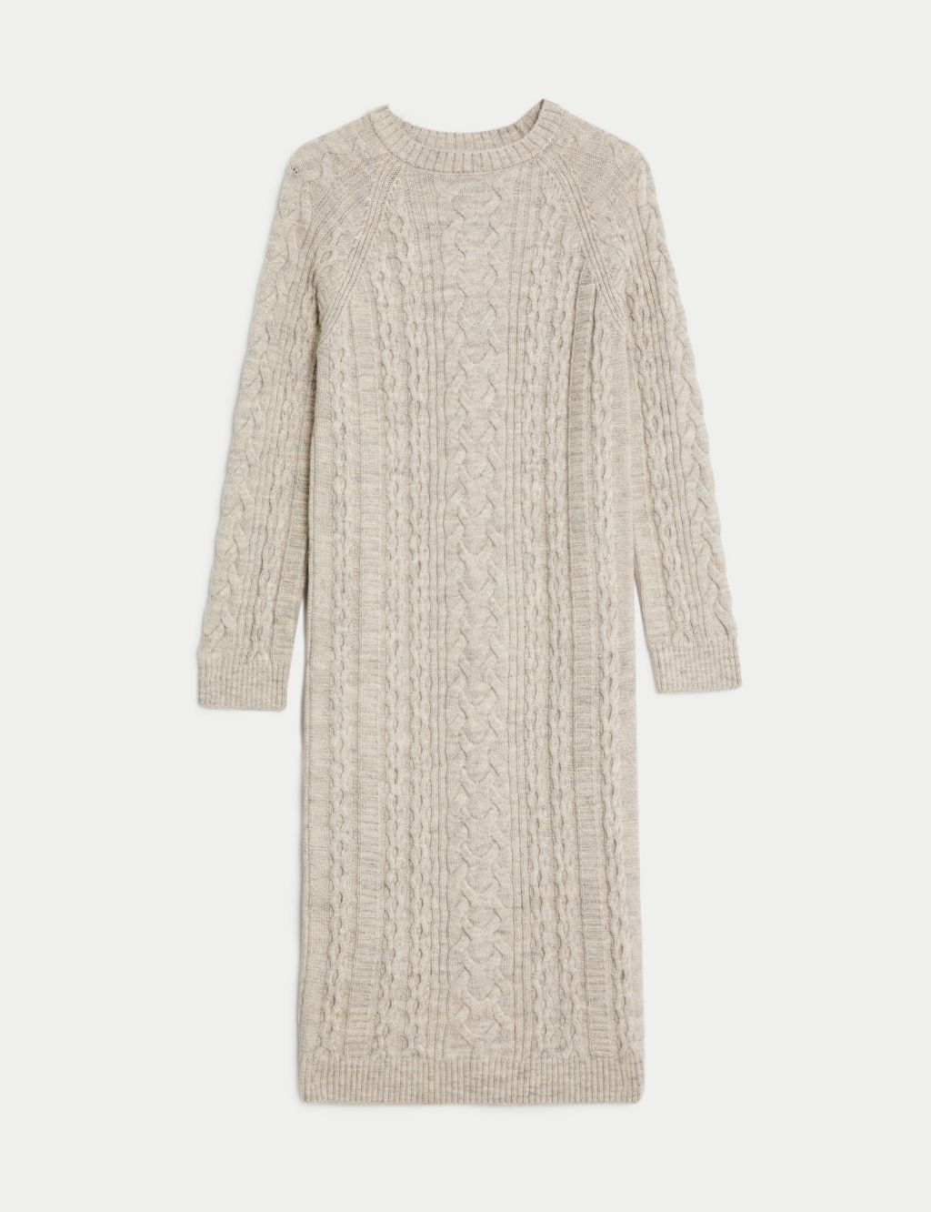 Cable Knit Crew Neck Midi Knitted Dress image 2