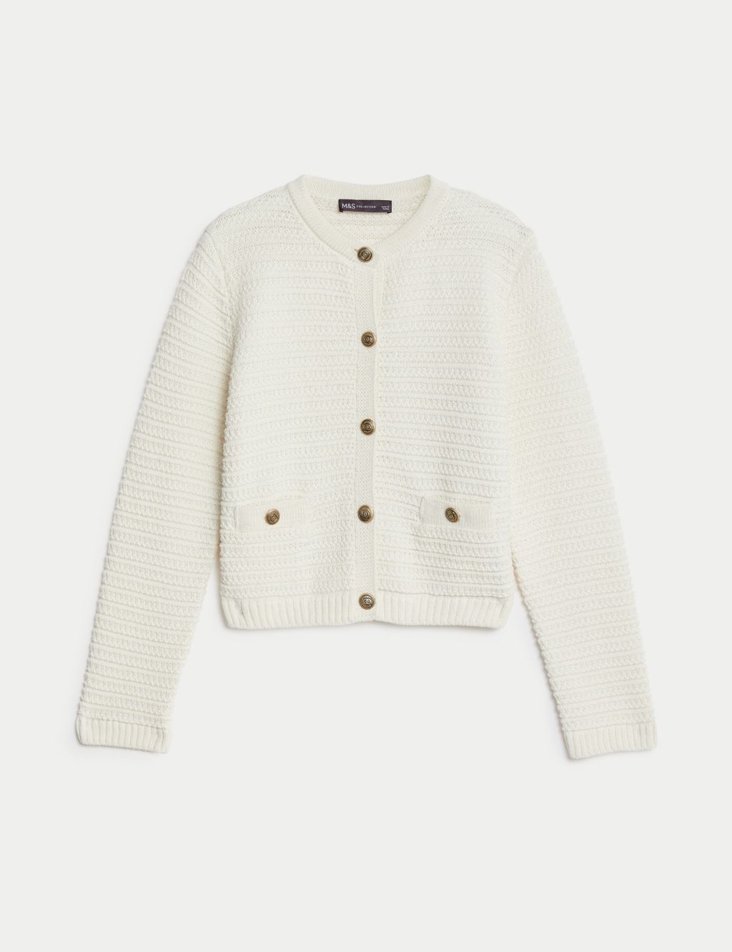 H&M texture classic black white Knit Cardigan sweater &