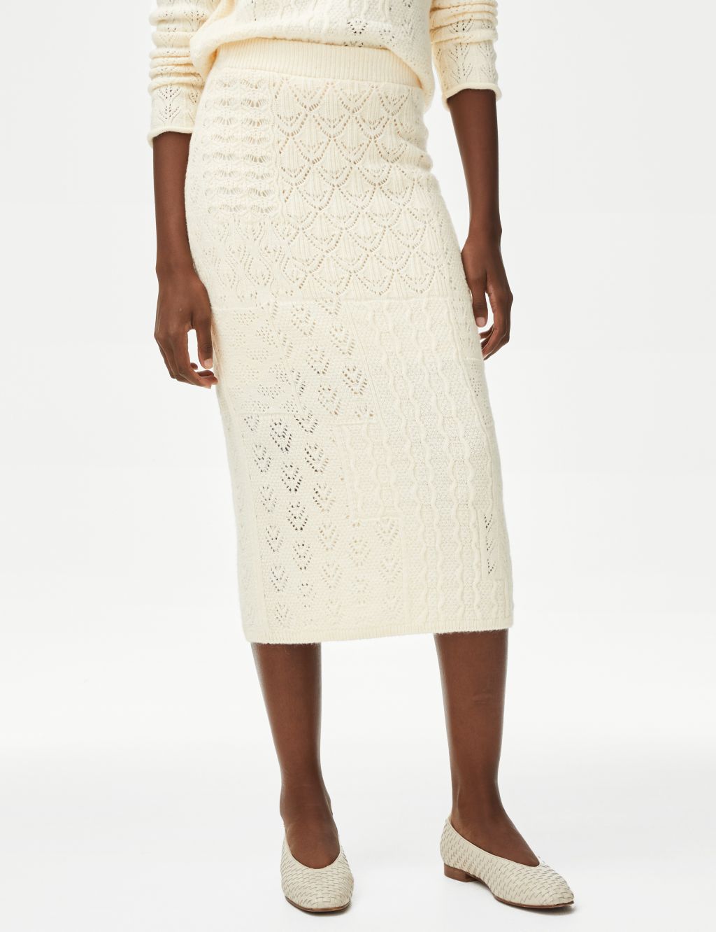 Cotton Rich Knitted Midi Skirt image 3