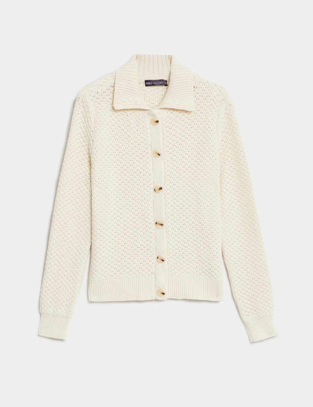 Cotton Rich Textured Collared Cardigan image 2