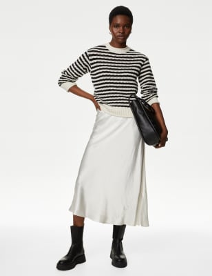 

M&S Collection Jersey texturizado de rayas de algodónWomens - Black Mix, Black Mix