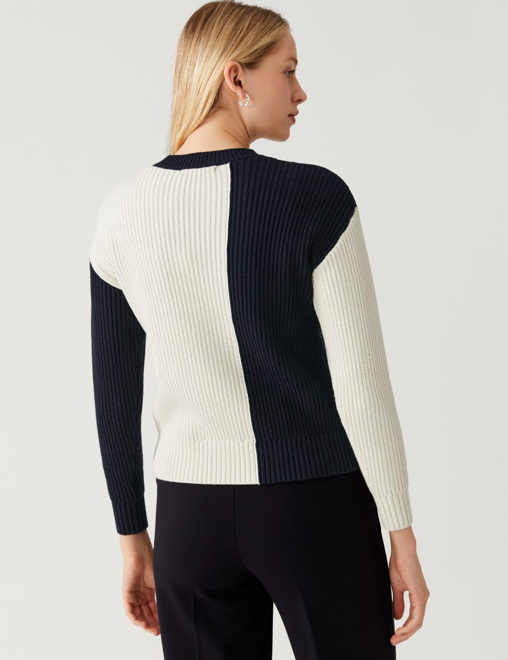 Cotton Rich Colour Block Textured Jumper image 5
