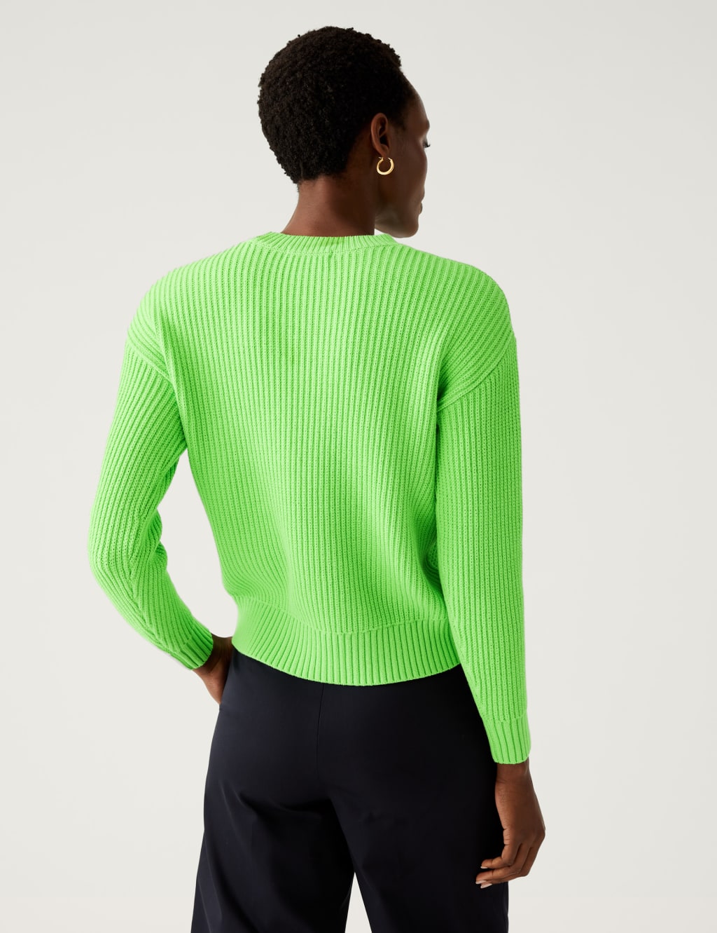 Cotton Rich Textured Crew Neck Jumper image 4