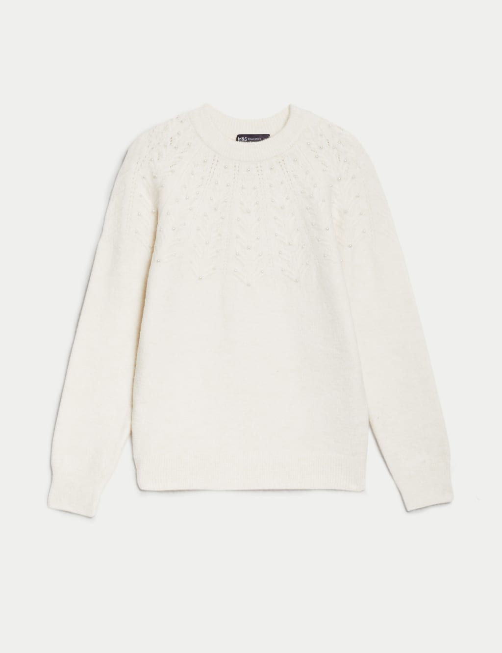 Embellished Pointelle Crew Neck Jumper image 2