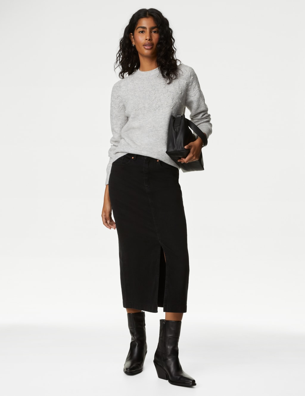 Embellished Pointelle Crew Neck Jumper image 2