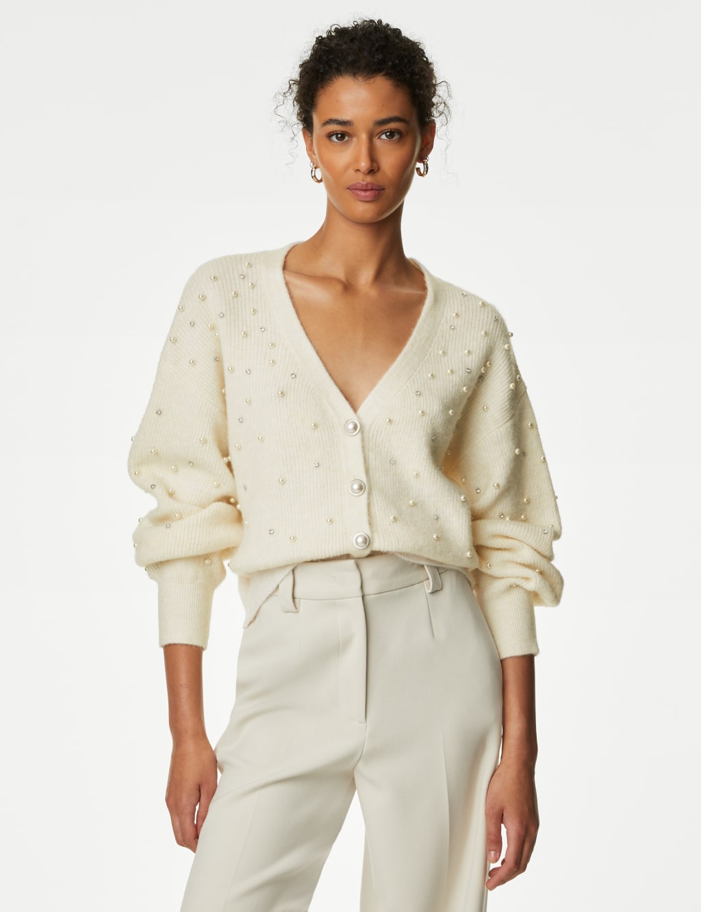 Embellished V-Neck Button Front Cardigan image 4