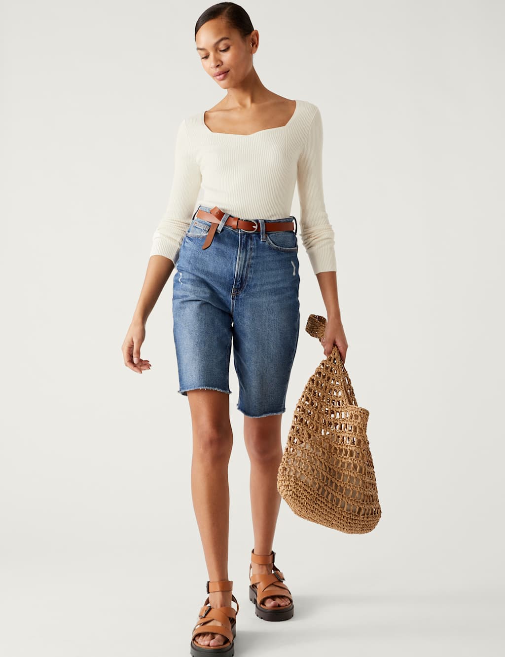 Ribbed Sweetheart Neck Jumper image 2