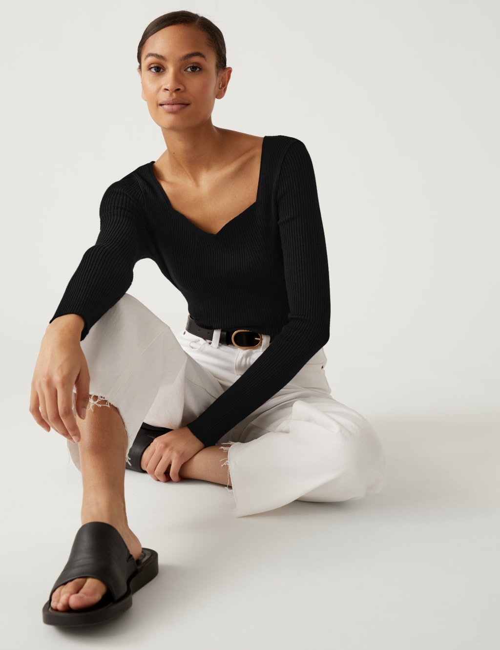 Ribbed Sweetheart Neck Jumper image 1