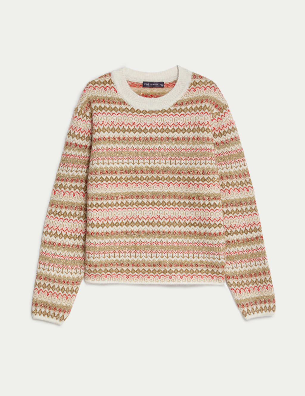 Metallic Fairisle Crew Neck Jumper image 2