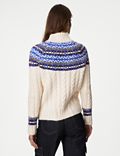 Fair Isle Cable Knit Funnel Neck Jumper