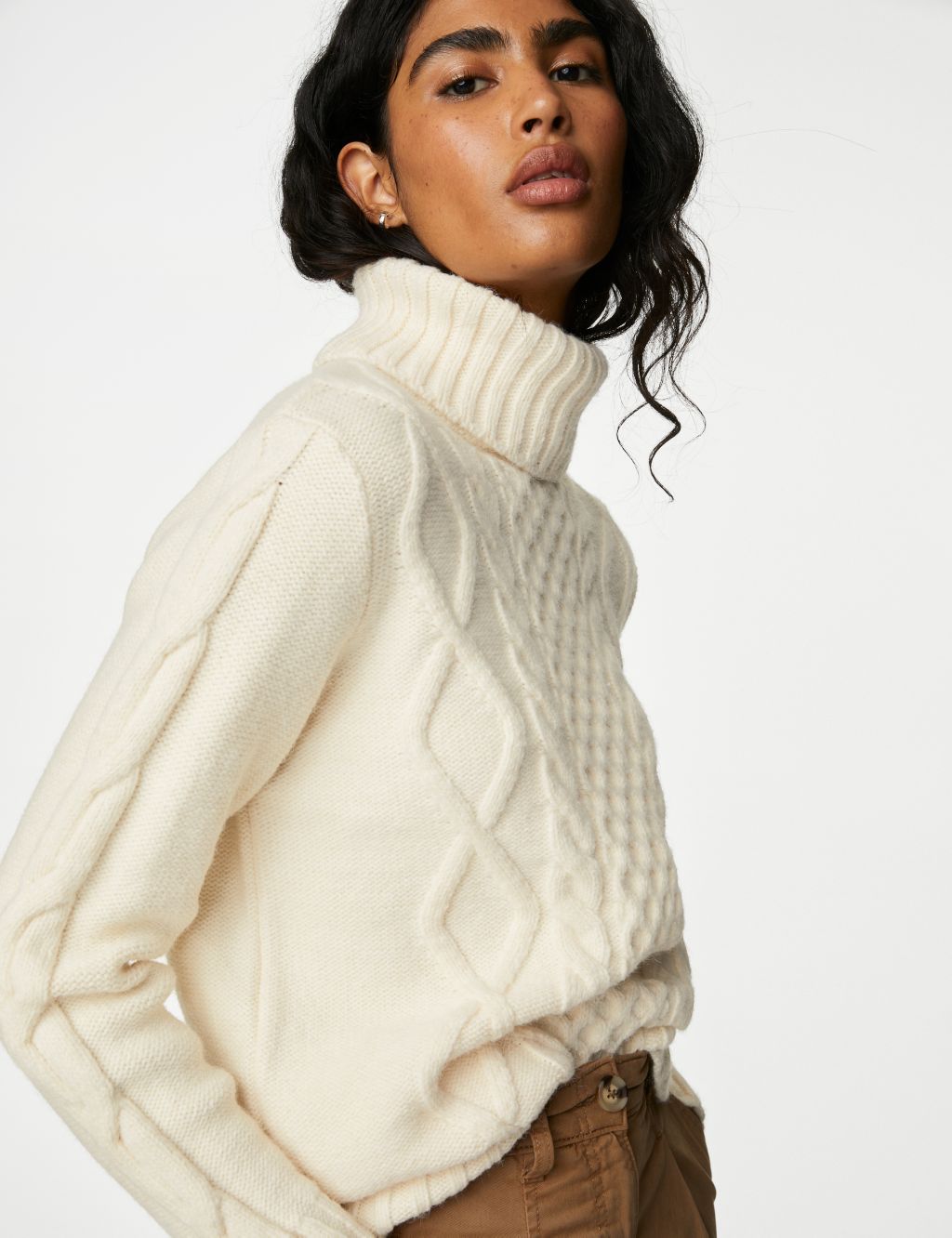 Cable Knit Roll Neck Longline Jumper image 1