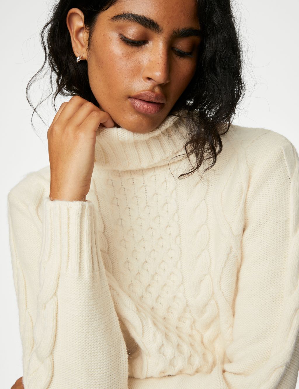 Cable Knit Roll Neck Longline Jumper image 4