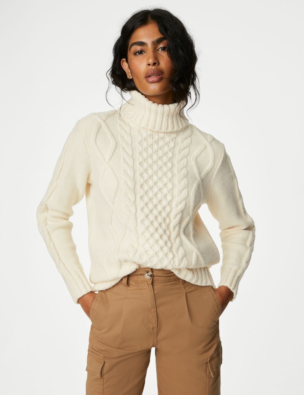 Cable Knit Roll Neck Longline Jumper image 5