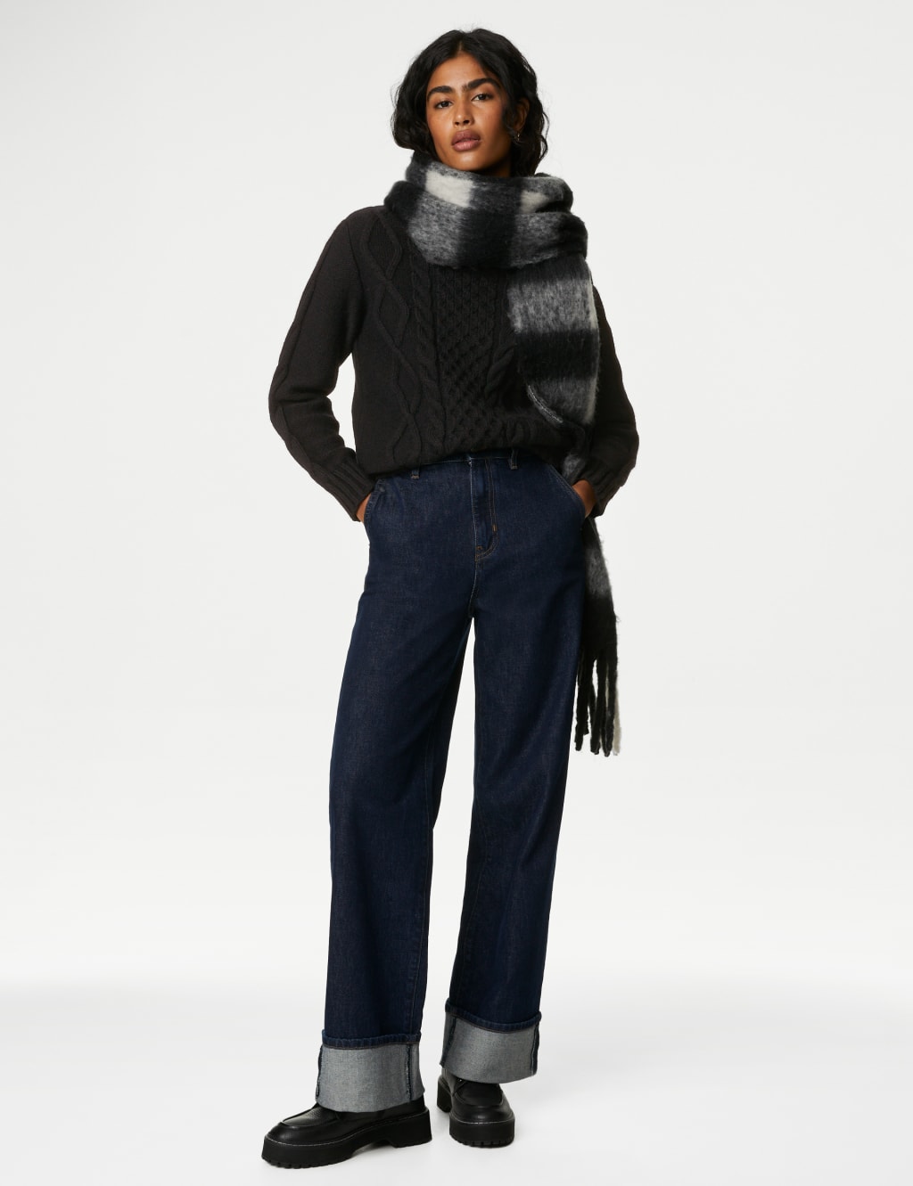 Cable Knit Roll Neck Longline Jumper image 7