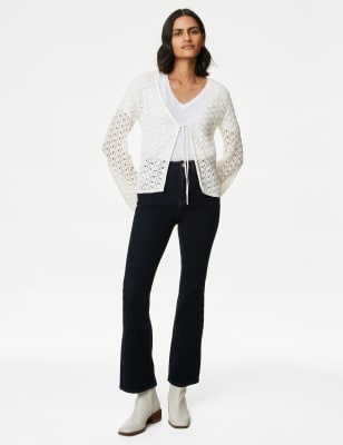 

Womens M&S Collection Cotton Blend Textured V-Neck Cardigan - Ivory, Ivory