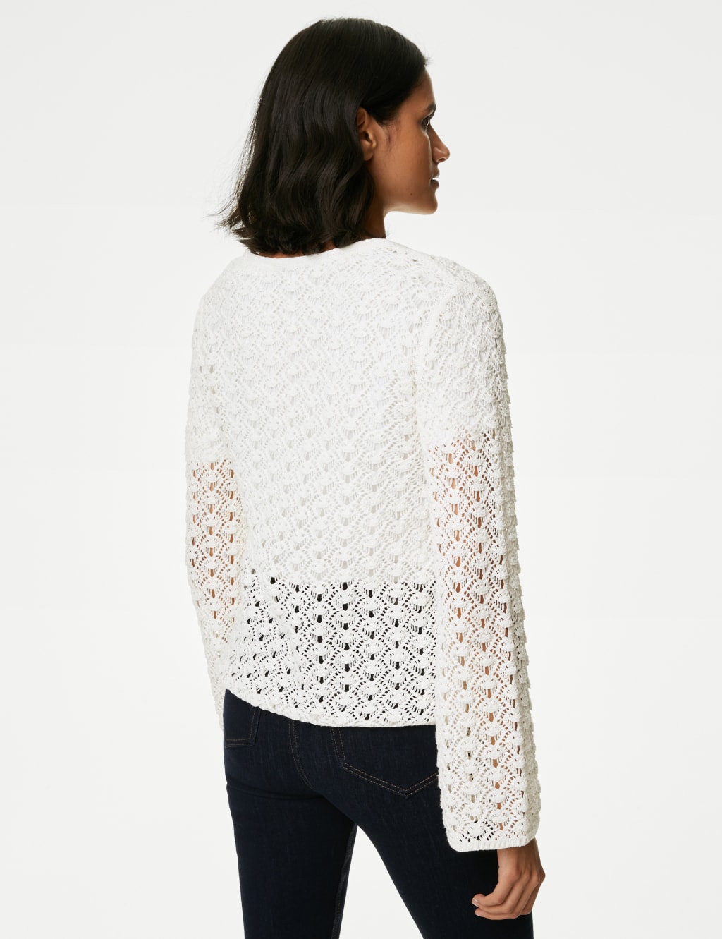 Cotton Blend Textured V-Neck Cardigan image 5