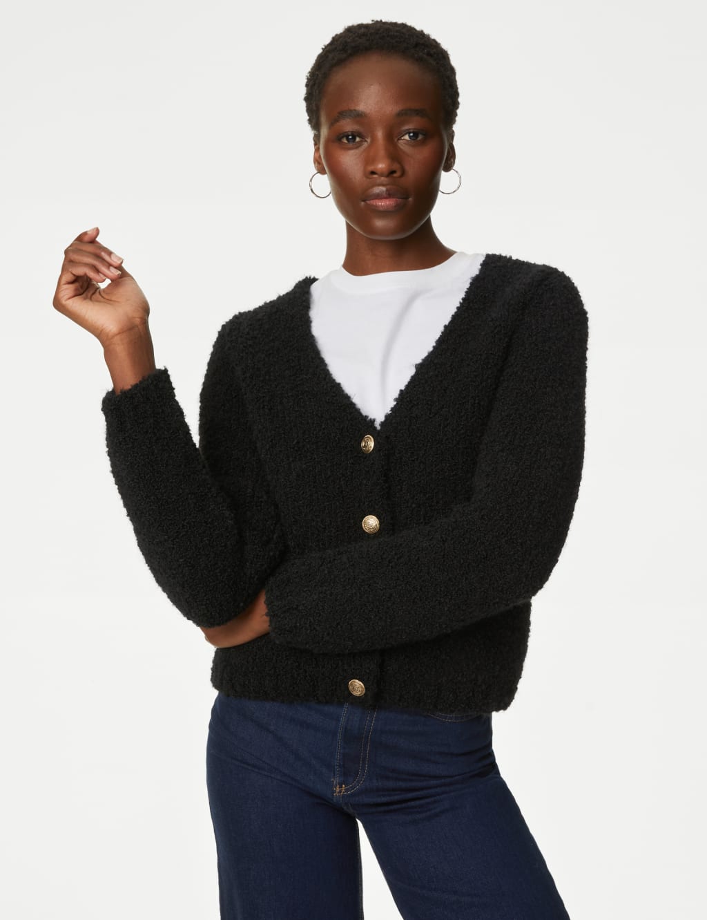 Supersoft Bouclé V-Neck Knitted Jacket image 1