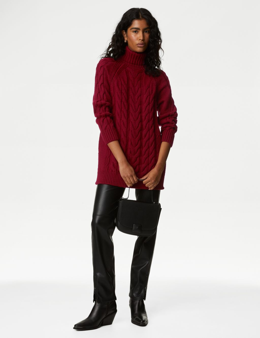 Cable Knit Roll Neck Longline Jumper image 1