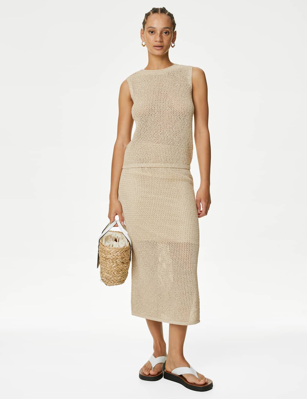 Cotton Blend Sparkly Textured Knitted Skirt image 1