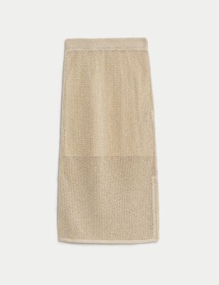 

Womens M&S Collection Cotton Blend Sparkly Textured Knitted Skirt - Cream, Cream