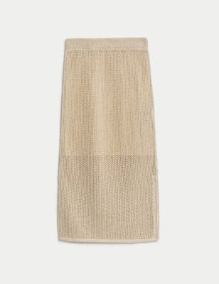 

Womens M&S Collection Cotton Blend Sparkly Textured Knitted Skirt - Cream, Cream