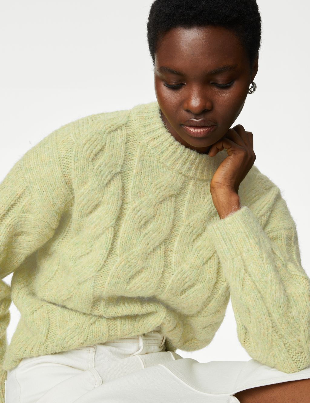 Cable Knit Crew Neck Jumper image 1