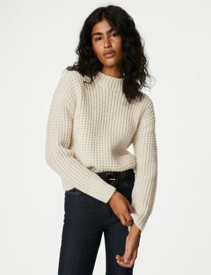 

Womens M&S Collection Recycled Blend Textured Crew Neck Jumper - Light Natural, Light Natural