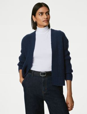

Womens M&S Collection Textured Edge to Edge Cardigan - Navy, Navy