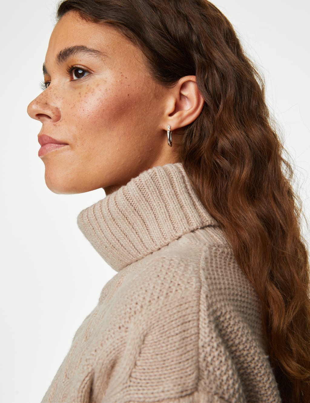 Recycled Blend Cable Knit Roll Neck Jumper image 4