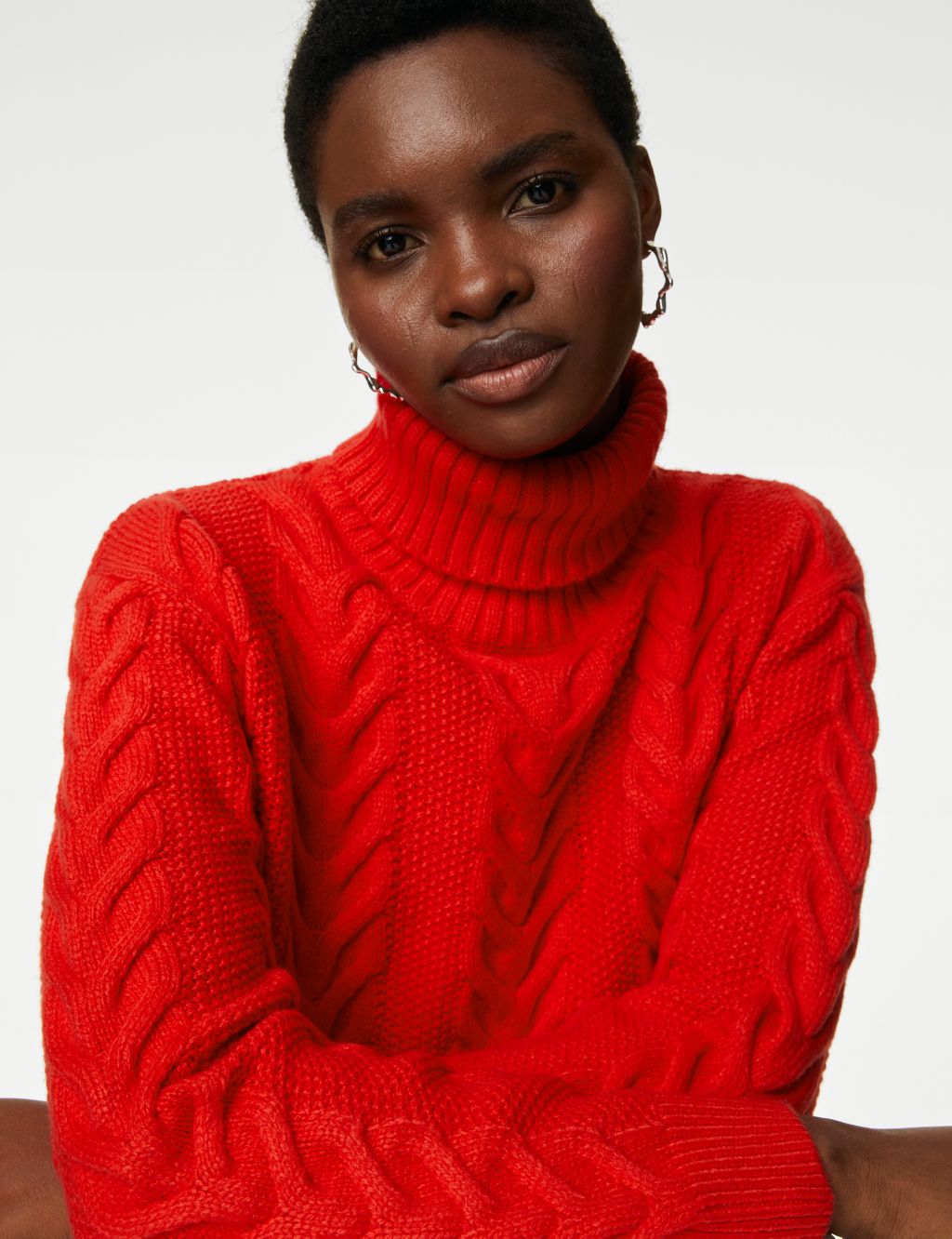 Recycled Blend Cable Knit Roll Neck Jumper image 3