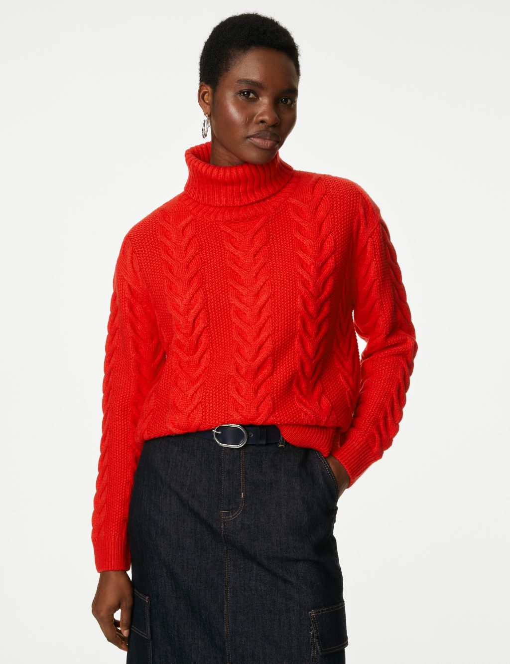 Recycled Blend Cable Knit Roll Neck Jumper image 5