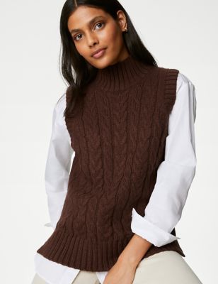 

Womens M&S Collection Recycled Blend Cable Knitted Vest - Raisin, Raisin