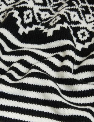 

Womens M&S Collection Recycled Blend Fair Isle Relaxed Jumper - Black Mix, Black Mix