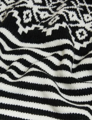 

M&S Collection Jersey informal Fair Isle con tejido recicladoWomens - Black Mix, Black Mix