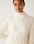 Recycled Blend Cable Knit Longline Jumper