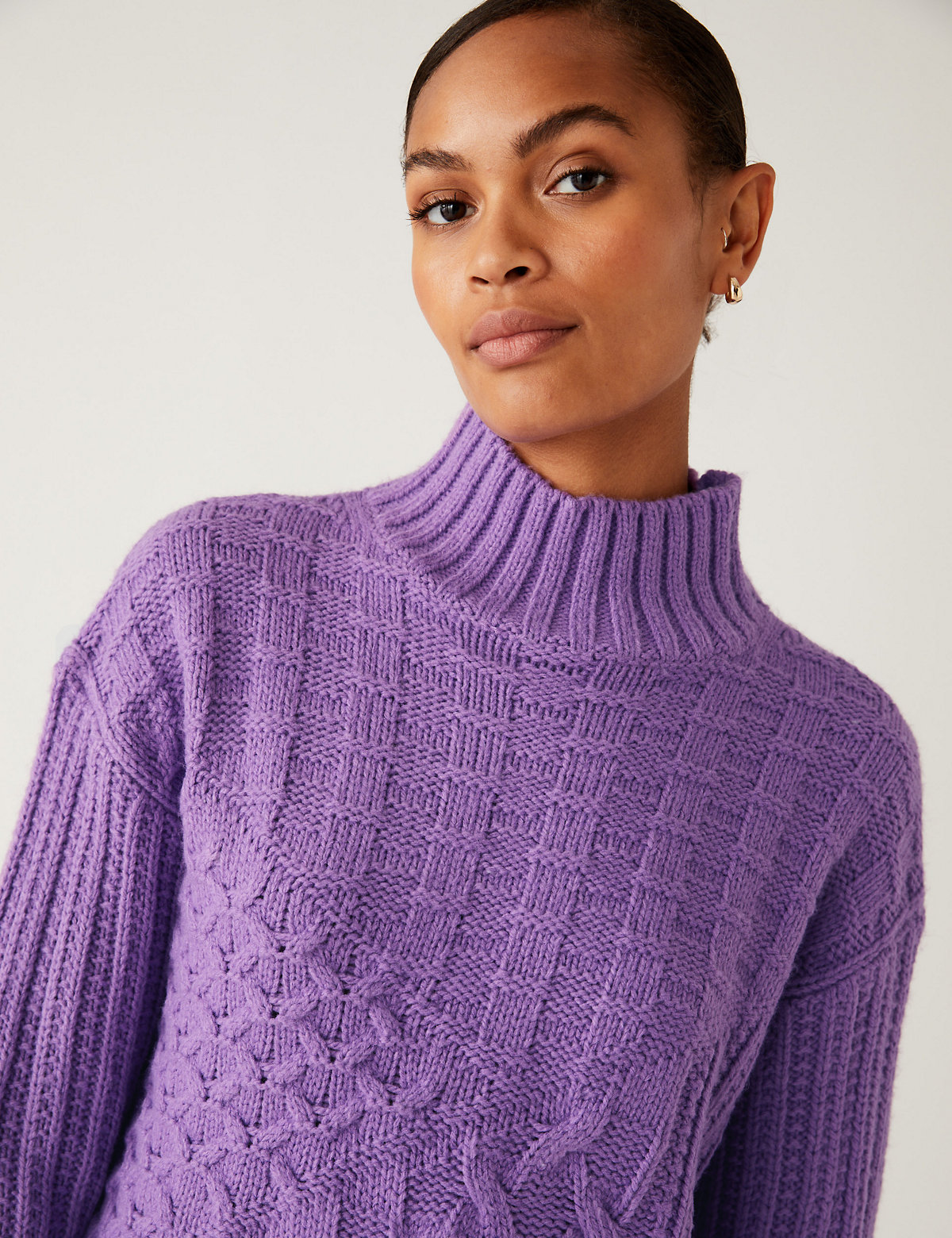 Recycled Blend Cable Knit Longline Jumper