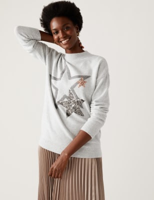 Buy MCM Women's Gray Cotton Crew Neck Sweater Munchen M1976 Online in India  