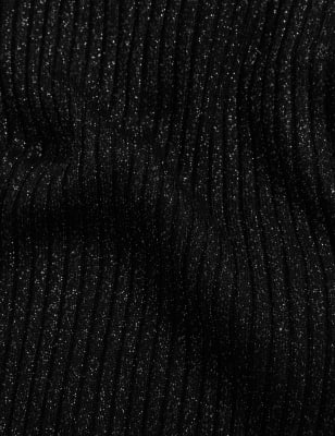 

M&S Collection Jersey acanalado con cuello y brillosWomens - Black, Black